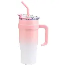 1200ML Tumbler with Handle and Straw Lid | Pink White Insulated Mug  304 Reusable Stainless Steel Insulated